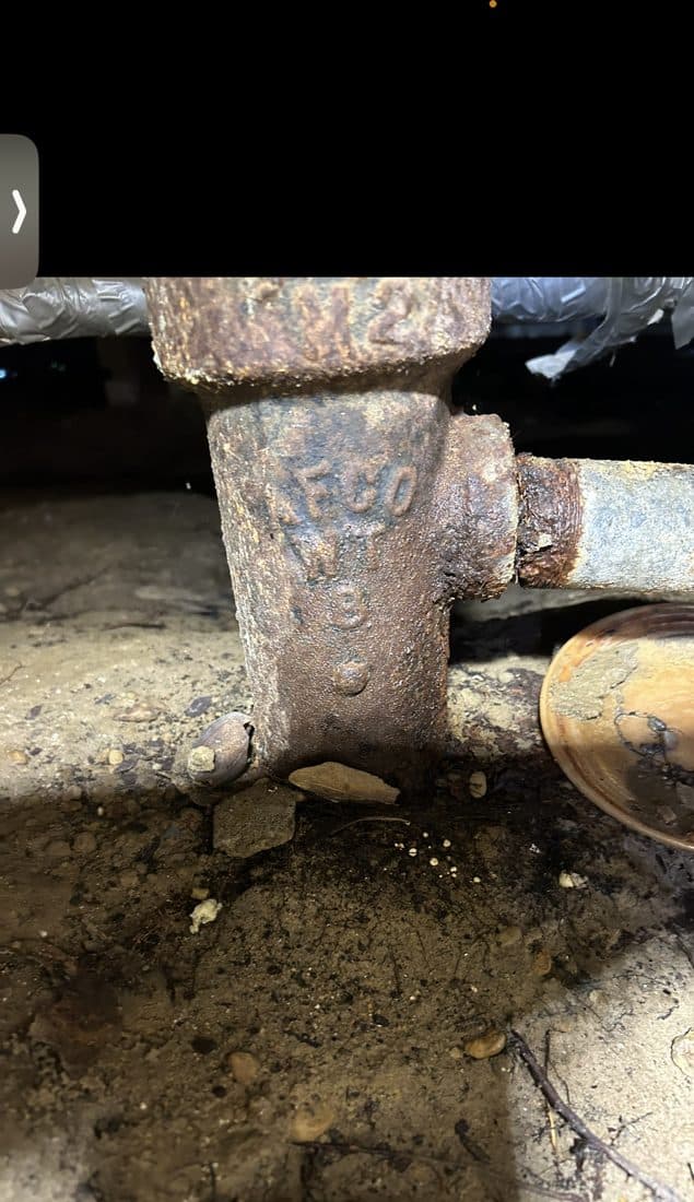 Corroded old pipe (hidden leaks)